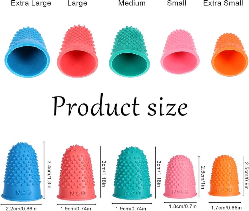 Skrfren Finger Grips 10 Pack PCS Rubber Fingers Tip Fingers Covers, 5 Different Sizes Colors Finger Protector Covers Rubber Thimbles for FingerTips Protection Reusable Finger-Pads Grip for Paperwork - Image 2